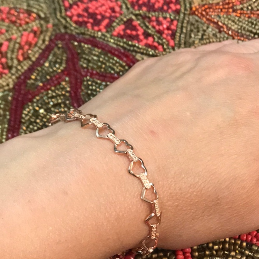 Heart Rose Silver Bracelet
